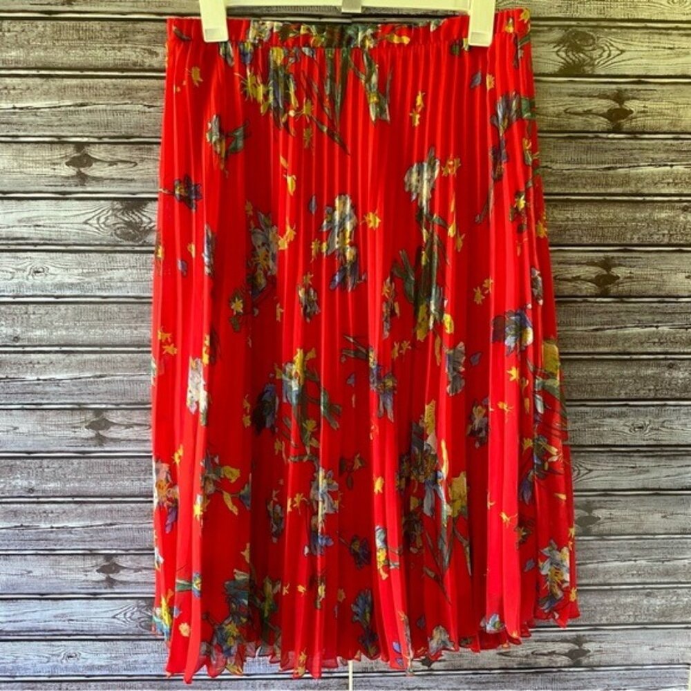 Vince Camuto Women's Floral Pleated Midi Skirt Size L‎